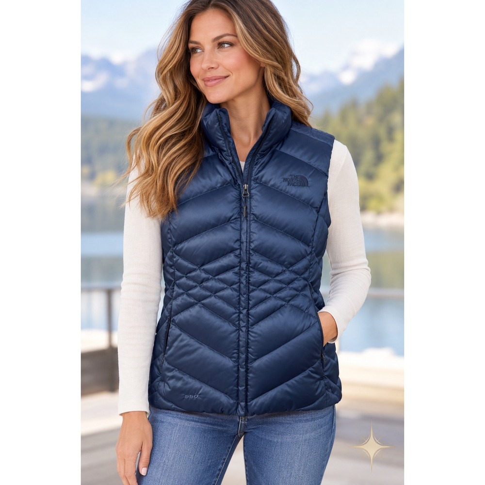 The North Face Puffer Vest Womens Medium Blue 550 Down Quilted Gorpcore Winter
